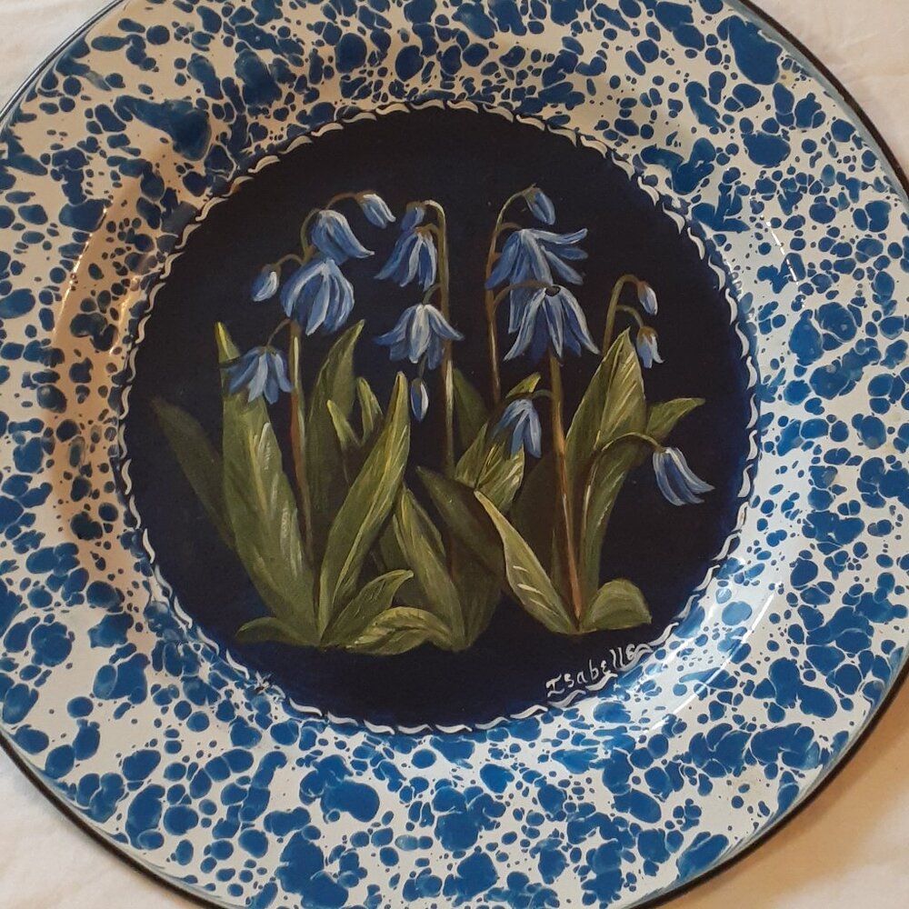 Original Painting of Bluebells on a Tin Plate